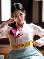 三菱爱 - 首尔春樱之激情蔓延 Set 1 20230606 Part 40 A woman in a hanbok is posing for a picture.